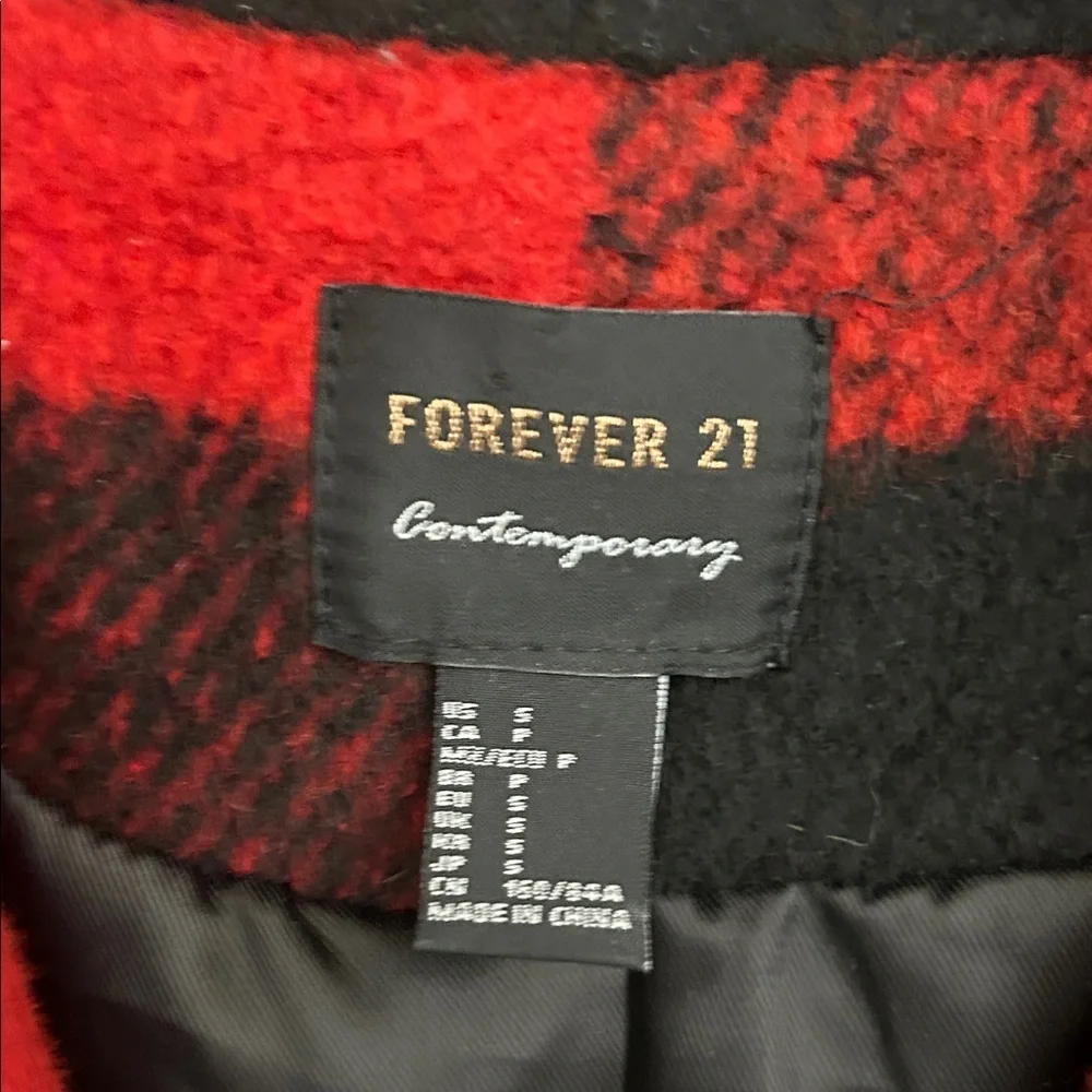 Forever 21 Red and Black Plaid Coat